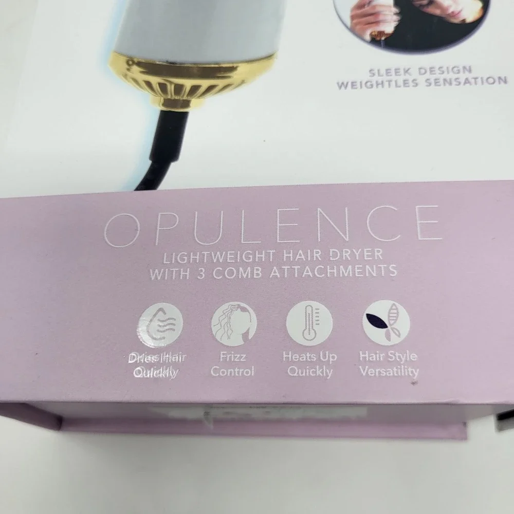 L+W BIO Opulence Lightweight Hair Dryer‎ 3 Comb Attachments